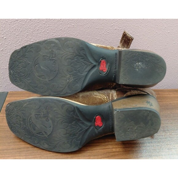 Justin Gypsy’s Brown Velvet Cowboy Booties Women's Size 6.5B - Picture 8 of 9